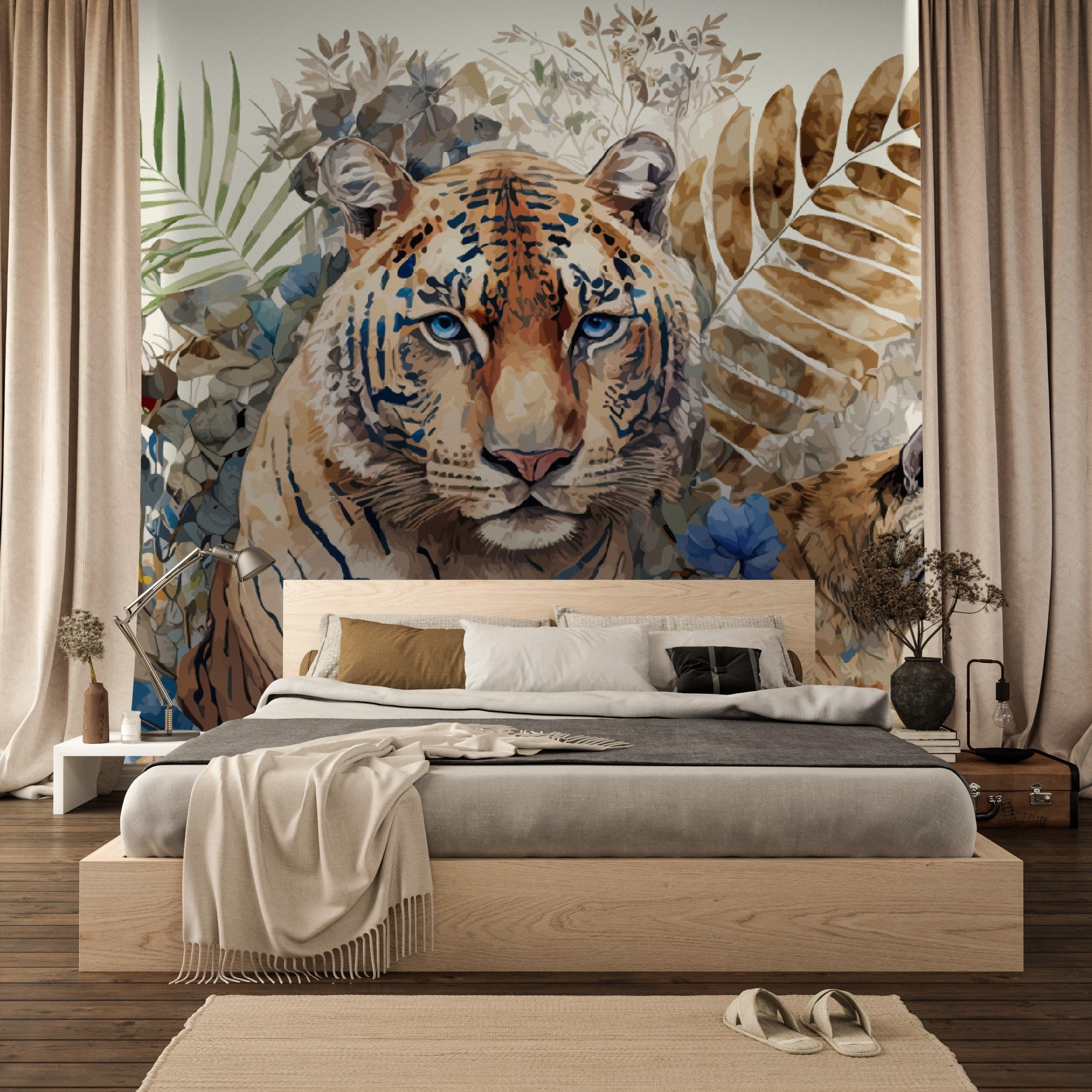 Cute Tiger and Floral Wallpaper  Peel and Stick Wallpaper Removable W   ONDECORCOM