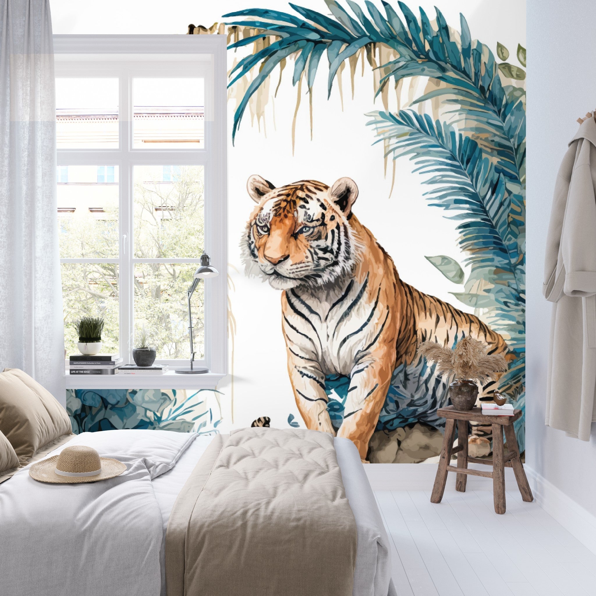 Tiger Queen  Peel  Stick Wallpaper  Navy